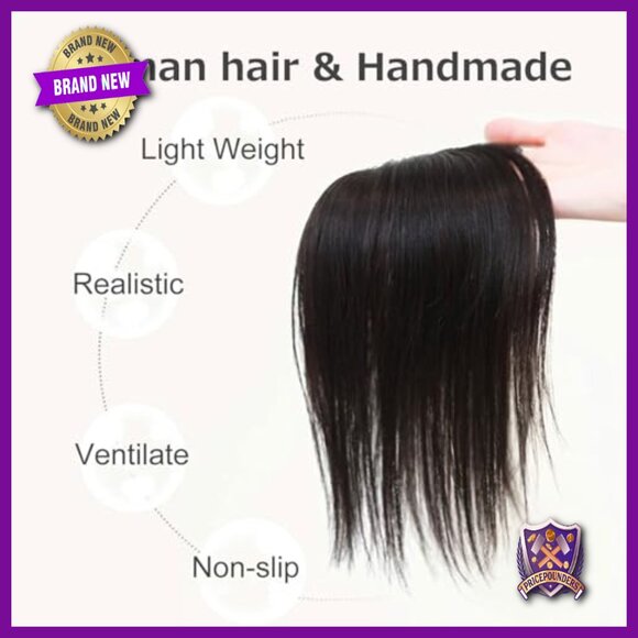 Human Hair Topper for Thinning Hair, Clip-In, Straight, 7.8\